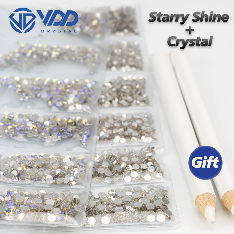 VDD Mix Size SS3-SS10 Nail Art vetro cristallo Strass Non Hotfix Flatback Glitter pietre Strass colorate accessori fai da te