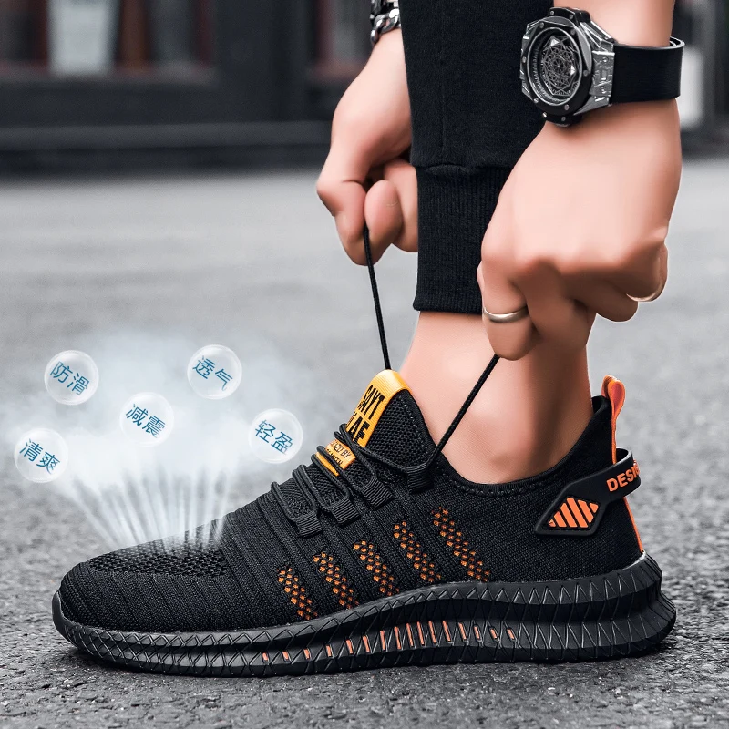 

New Summer Fashion Running Shoes Men Light Breathable Mesh Sneakers Lace Up Women Flat Athletic Shoes Couples Autumn Large Size