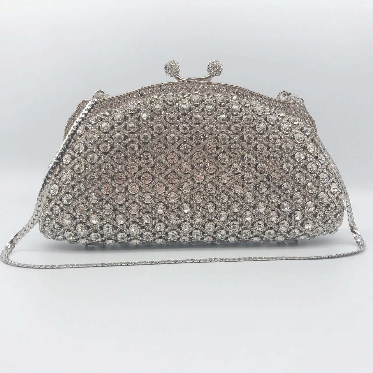 

19x10.5CM Diamond-studded Dinner Bag Metal Hard Box Diamond Bag Banquet Dress Hand Women Chain Pouch a6773