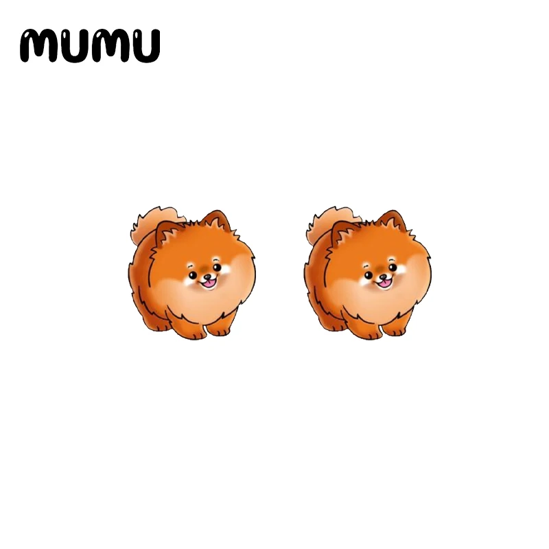 2021 New Pomeranian Dog Stud Earring Dogs Series Epoxy Jewelry Resin Acrylic Earrings Handmade Gifts Girl