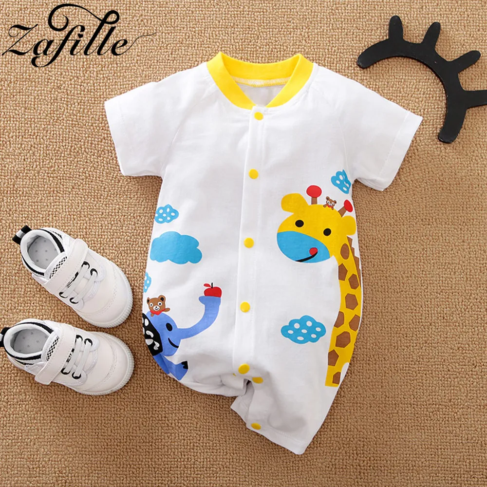 

ZAFILLE Cute Men's Baby Clothes For Newborns Jumpsuit Cartoon Dinosaur Fox Baby's Rompers Summer Boys Sleepwear Kids Clothing