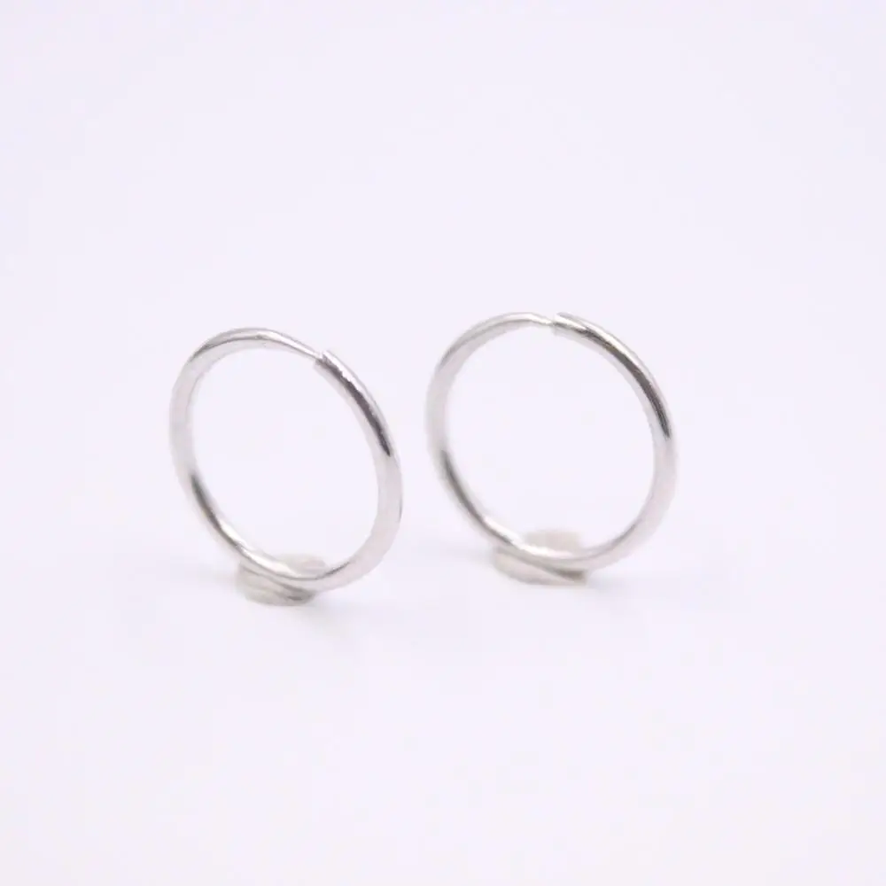 

Marked Pt950 Real Platinum 950 Earrings For Women Smooth Earrings Hoop 12-13mm Simple Lucky Small Thin Circle Jewelry