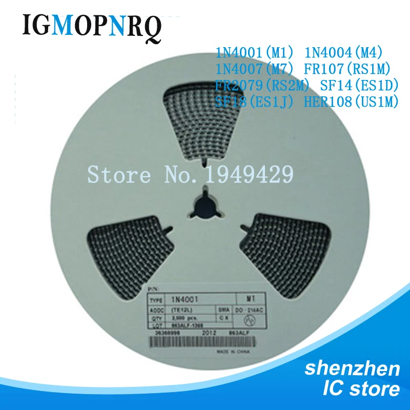 2000PCS 1N4001 M1 1…