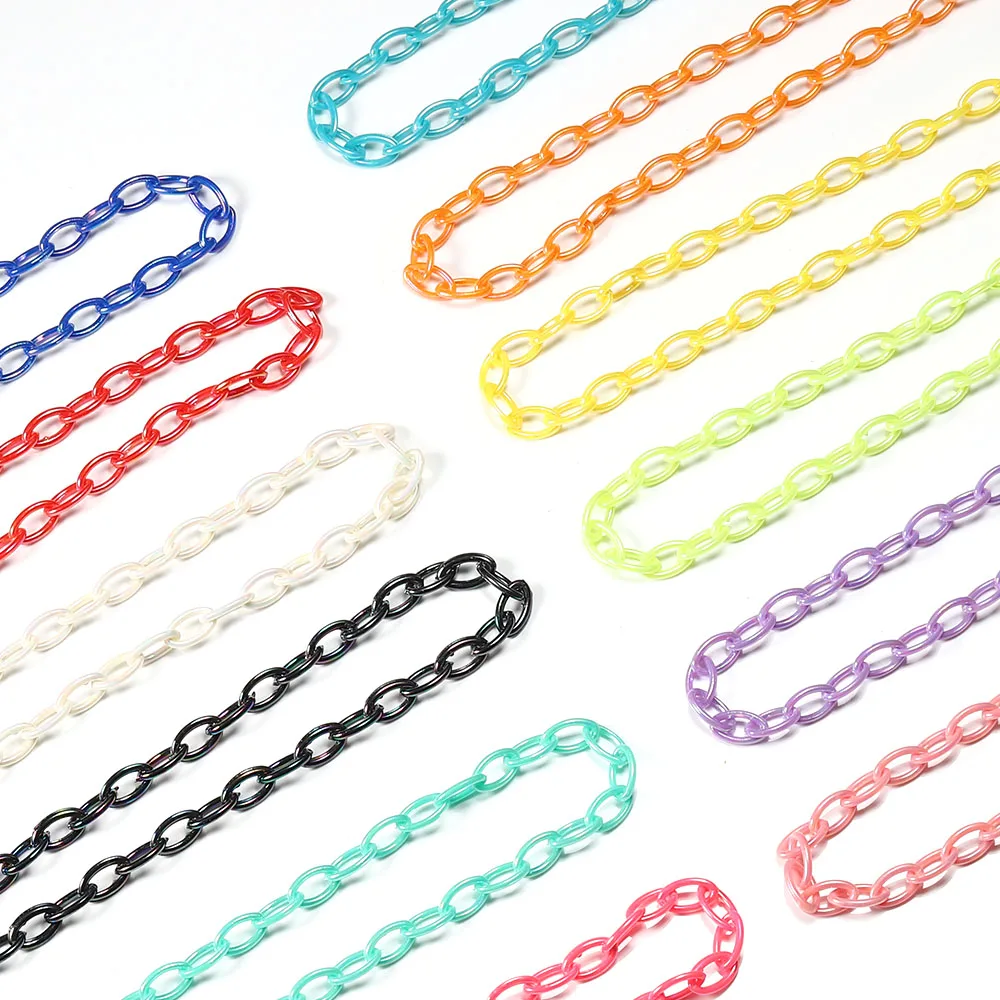 5pcs 50cm Colorful Acrylic Chain with Lobster Clasp for Jewelry Making Cute Kids Necklace Plastic Glasses Chain Diy Findings