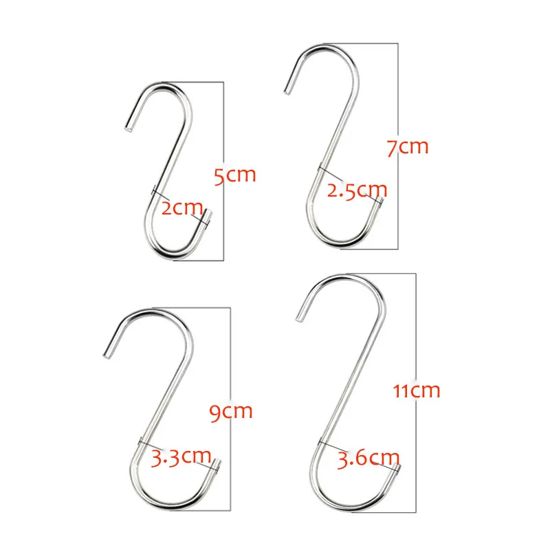 10pcs S-shaped Hook Multi-purpose Stainless Steel Strong Load-bearing Hanging Organizer For Kitchen Bathroom Hanger