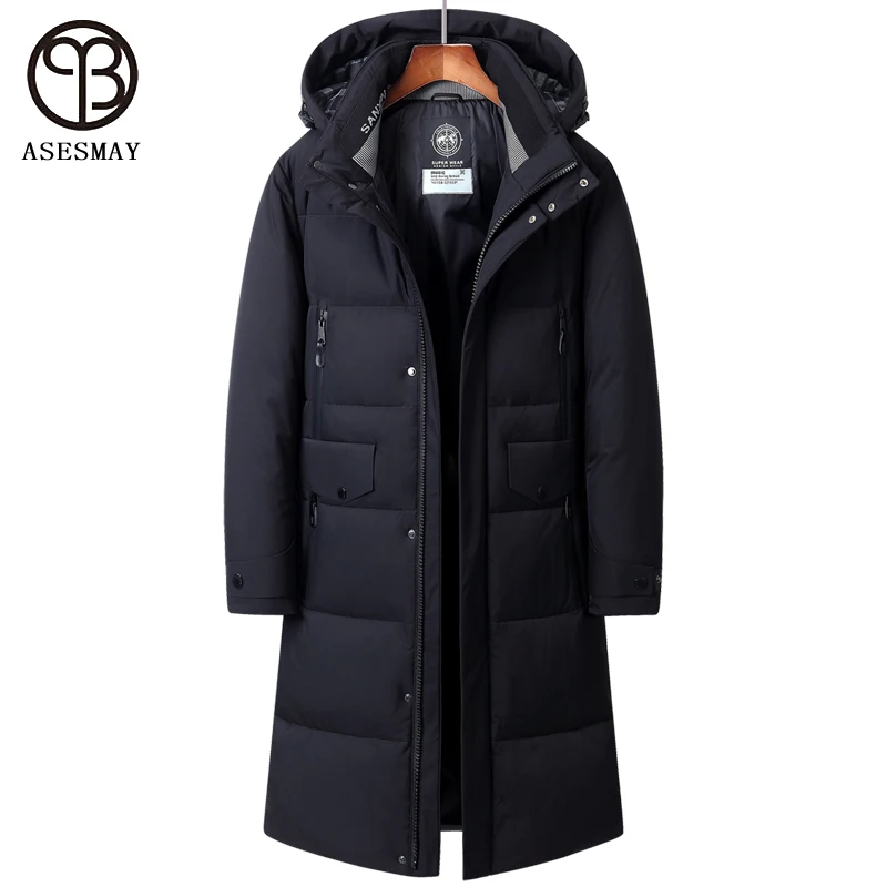 

Asesmay 2021 Men Down Jacket Brand Clothing Coat Winter Male Parka Long Thicken Luxury Jackets Zipper Decoration Outwear