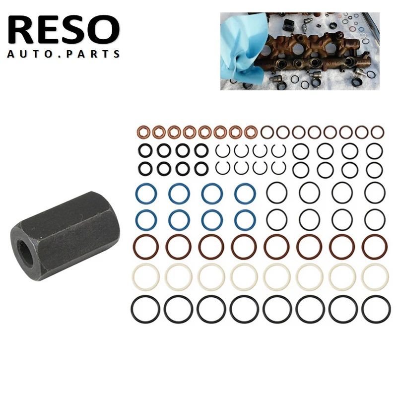 RESO- Oil Rail Leak Repair Kit Tool O-rings Injector Seal Kits For Ford 6.0L 03-10 E-350 E-450 F-250 F-350 F-450 F-550 F650 F750