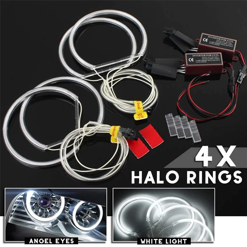 

4Pcs LED CCFL Angel Eyes Kit Halo Rings Lights Lamp 131mm Ultra Bright White for BMW E36 E38 E39 E46