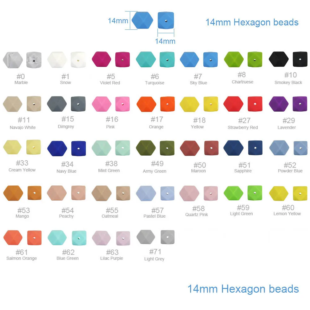 Cute-idea – perles en Silicone hexagonales écologiques, 14mm, 10 pièces, chaîne de sucette de dentition, à mâcher sensoriel, faites à la main pour