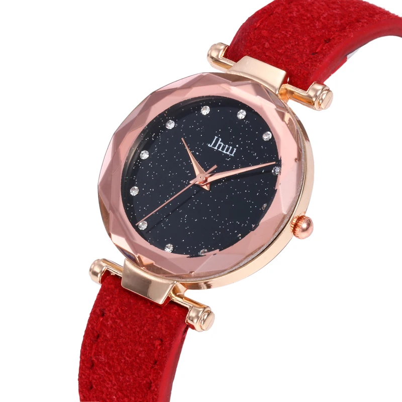 Ladies Watch Pop Pop Pretty Vogue Quartz Watch Starry Sky Multicolor Leather Wristwatch Simple Designer Women Clock Orologio