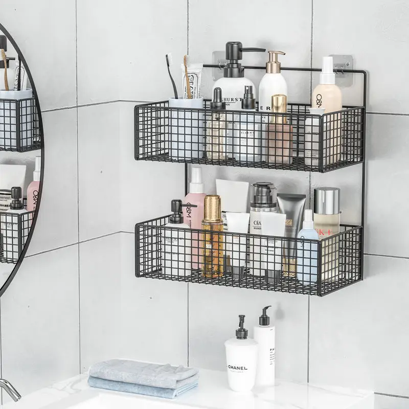 Hanging Bath Shelves Bathroom Shelf Organizer Punch-Free Shampoo And Shower Gel Storage Rack Bathroom Storage Shelf Accessories