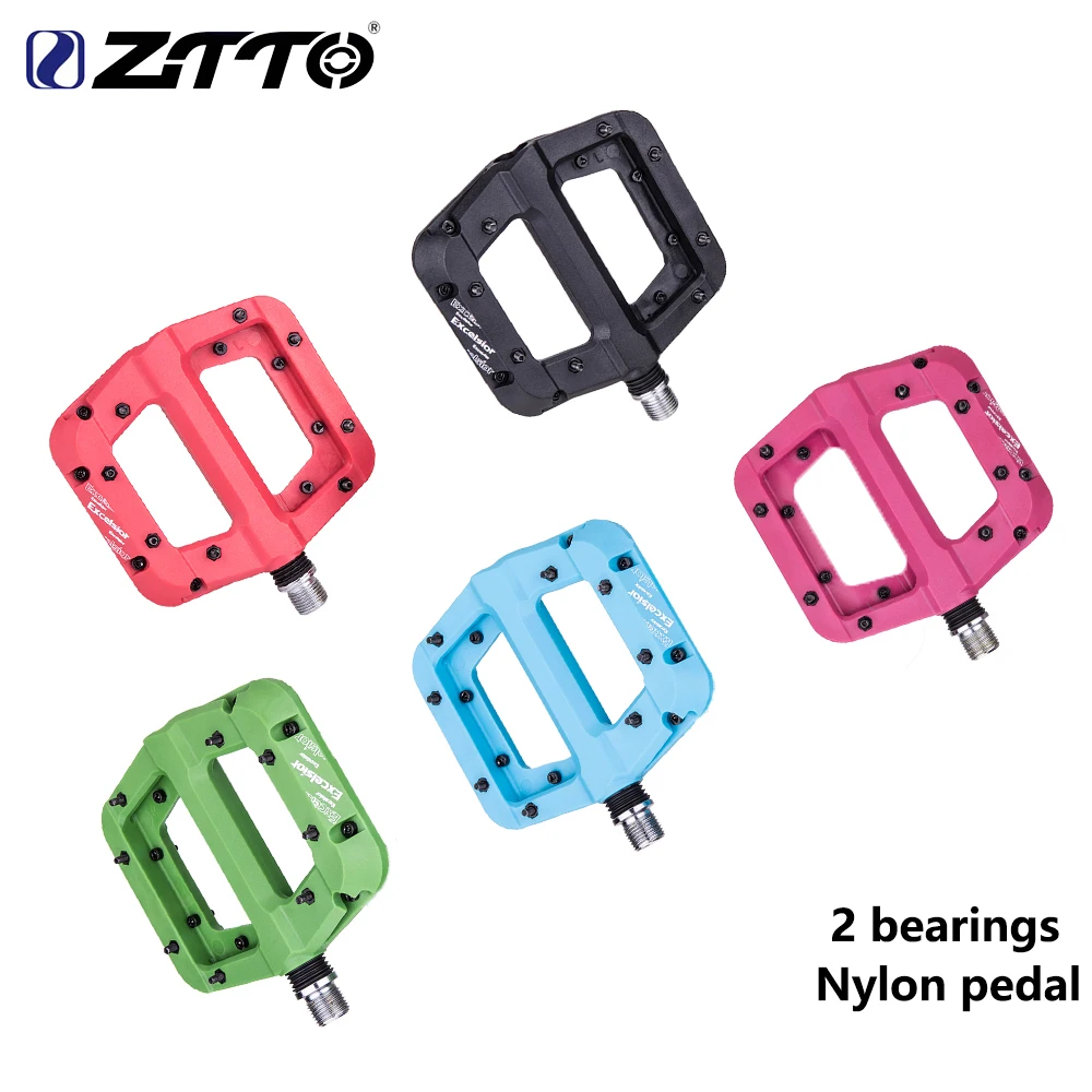 

Ultralight MTB Road Bike 2 Bearings Saled Pedals Nylon Fiber Flat Pedal Du System 12mm Axle Anti-slip Cycling XC AM BMX Pedals