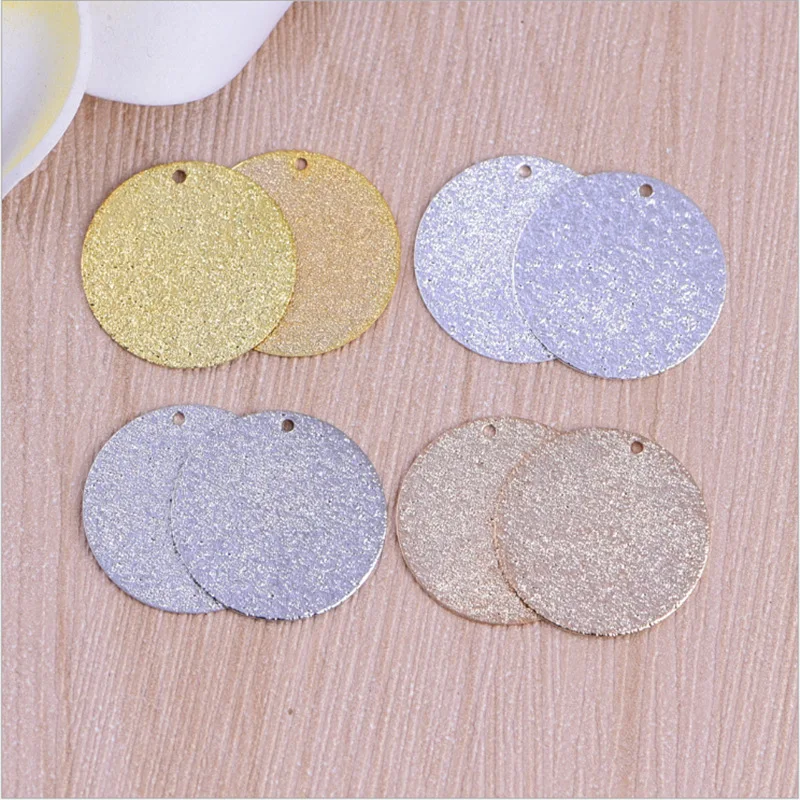 Copper plated double glitter sand texture frosted earrings pendant DIY necklace accessories