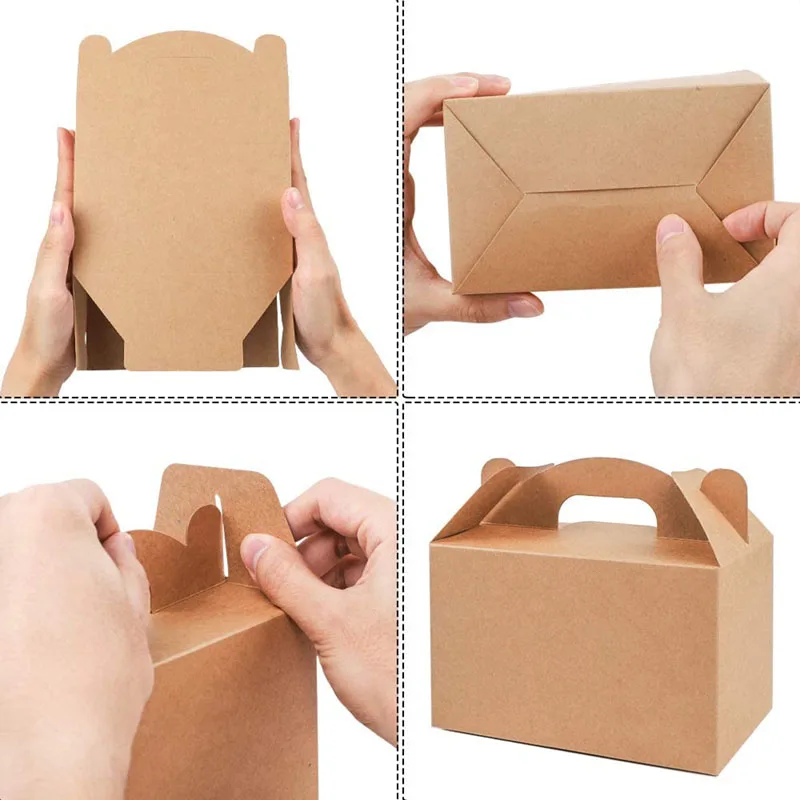 12pcs Kraft Paper Cake Boxes with Handle