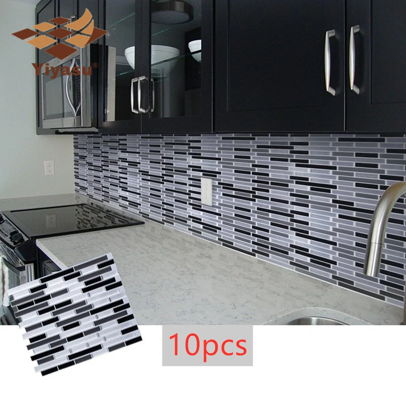 Mosaic Self Adhesive Tile Backsplash Wall Sticker Vinyl Bathroom Kitchen Home Decor DIY - 10 sheets