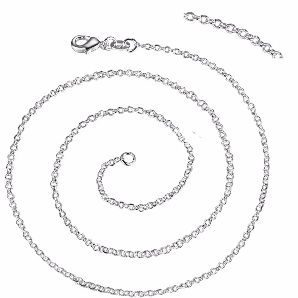 

Wholesale 50pcs/lot 925 stamp silver color 1mm Link Rolo Chain 16",18" ,20",22",24 Inch,fashion Silver Chain 925 Women Jewelry