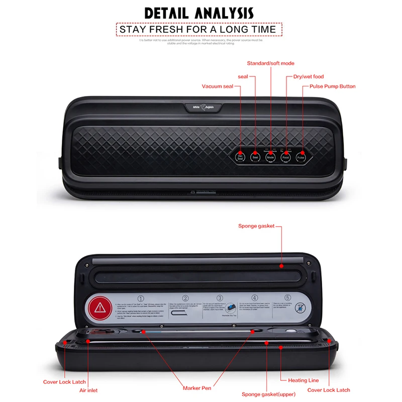 Confezionatrice sottovuoto per alimenti per uso domestico confezionatrice sottovuoto per Film 110V 220V confezionatrice sottovuoto per sacchetti 15