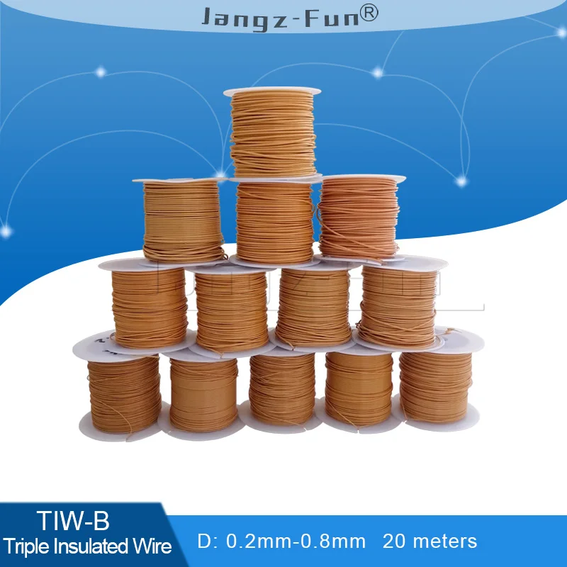 20meters Bare Copper Diameter 0.20mm-0.80mm Triple Insulated Wire TIW-B for Transformer Inductor Winding Wire