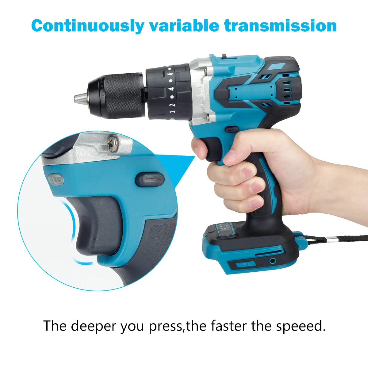 Trapano elettrico senza cordone a 1/2 pollici del cacciavite di 13mm per la pesca del trapano a percussione senza spazzola 115NM per la batteria al litio di Makita 18V