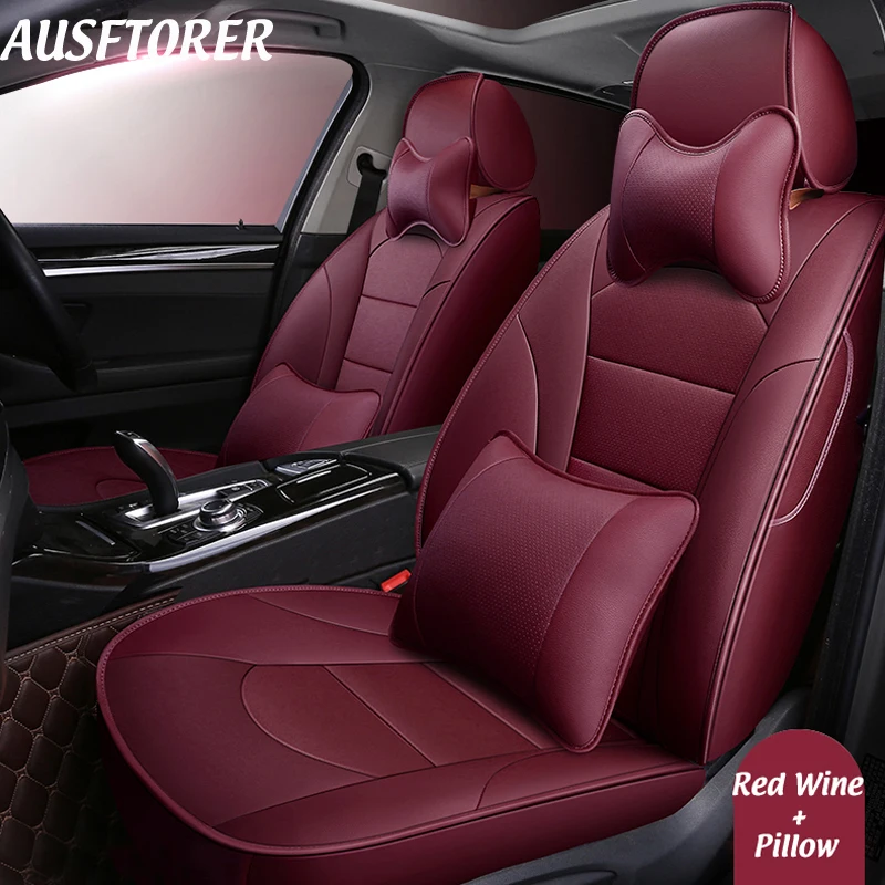 

AUSFTORER Cowhide & PVC Leather Seat Cushion for Volkswagen VW Phaeton Accessories Automotive Seat Cover Car Supports Protectors