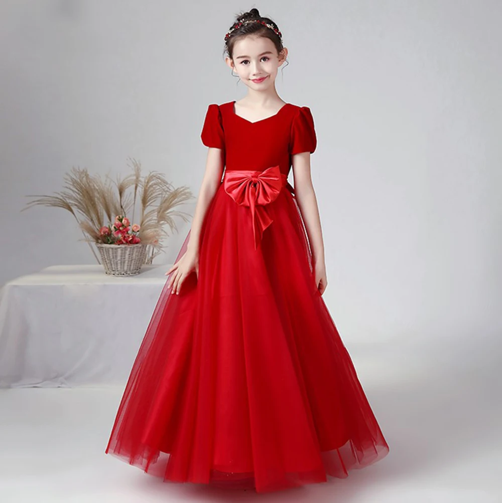 Dideyttawl Rote Blume Mädchen Kleider Für Neue Jahr Tüll Junior Konzert Kleid Weihnachten Kinder Geburtstag Hochzeit Formal Pageant Kleid