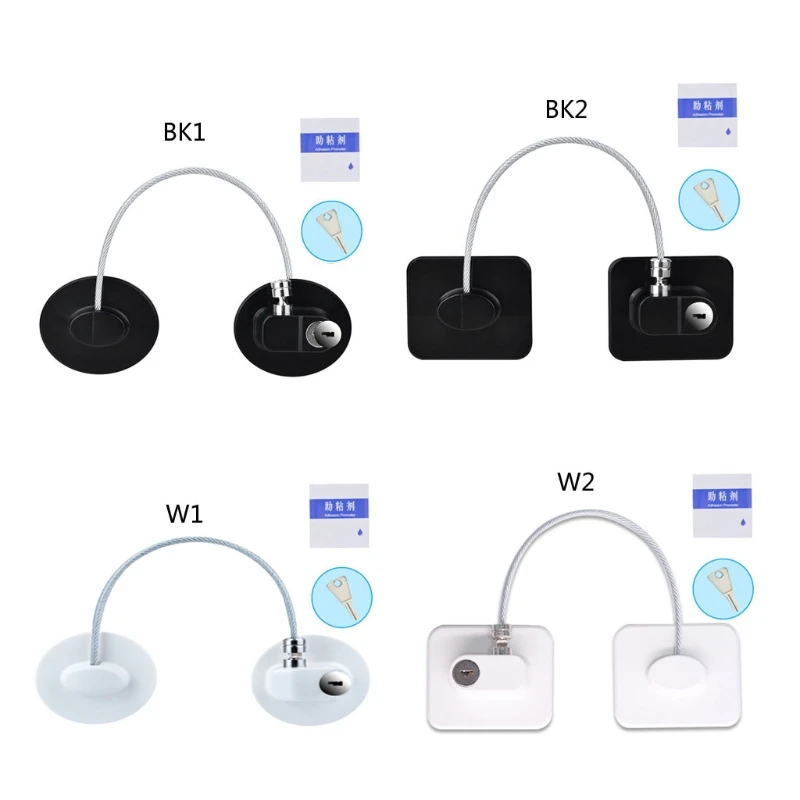 Child Safety Lock Window Kids Security Refrigerator Door Lock Limit with Key Protector Device Adhesive