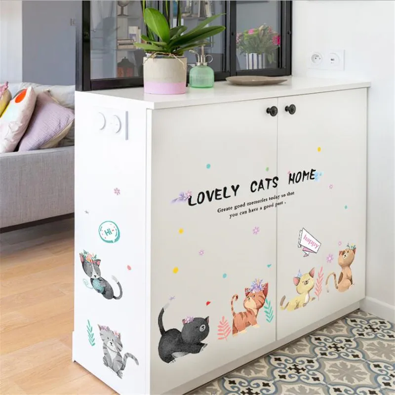 3D Cartoon color cat princess room DIY wall sticker study room bedroom wall decoration art mural  kids room decoration
