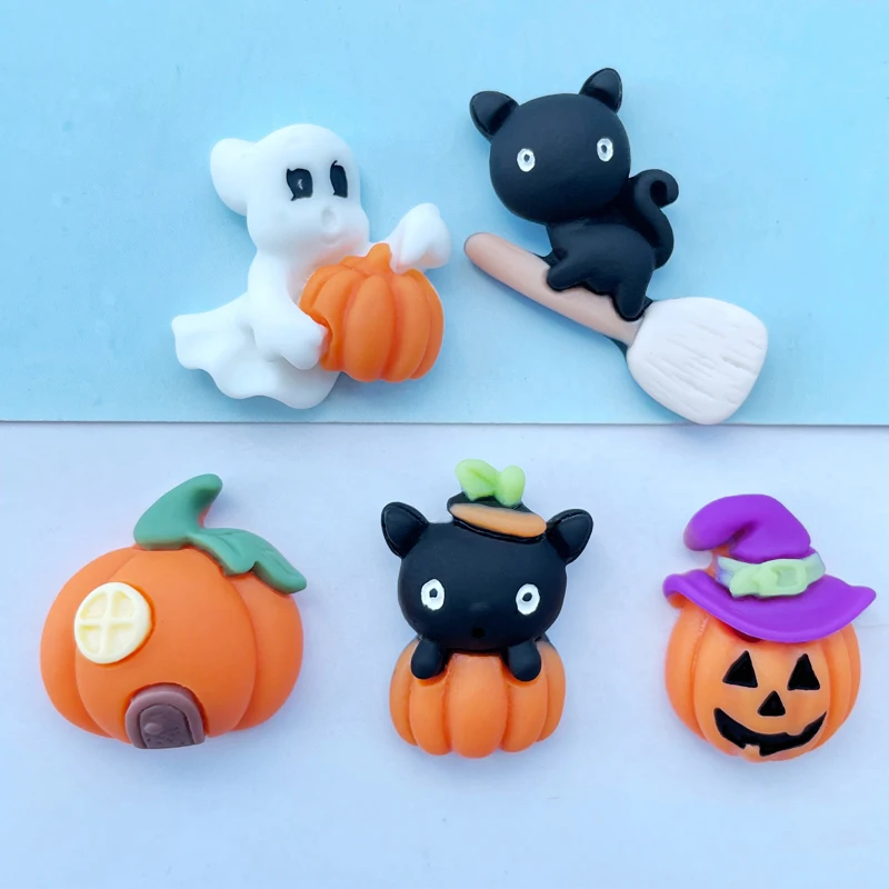 10 Pcs New Cute Resin Halloween Pumpkin Head Flat Back Cabochon Scrapbooking Hair Bow DIY Wedding Party Accessories A31