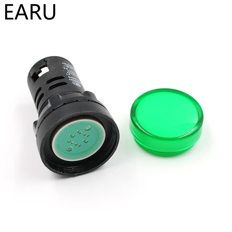 Đèn Báo Tín Hiệu Đèn Sáng Chống Nước Ad16-22ds 22Mm AC/DC 12V 24V 110V 220V 380V Xanh Đỏ Vàng Xanh Dương Trắng Bóng Đèn LED 20mA