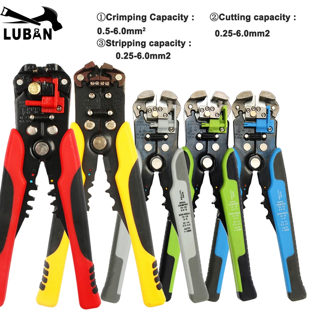 HS-D1 D4 AWG24-10 0.2-6.0mm2 3 in 1 Multifunctional automatic Stripping pliers Cable wire Crimping Cutting wire cutter stipper