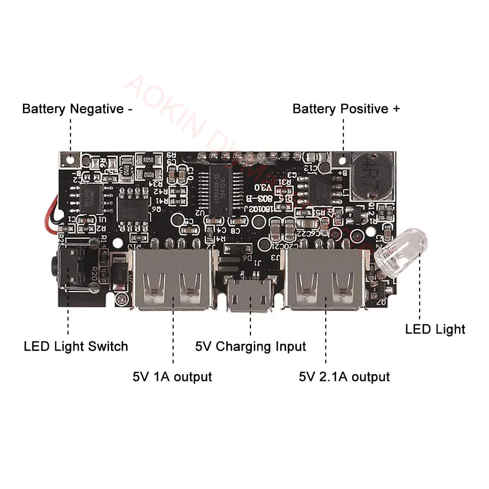 Dual USB 5V 1A 2.1A Mobile Power Bank 18650 Lithium Battery Charger Board Module Digital PCB