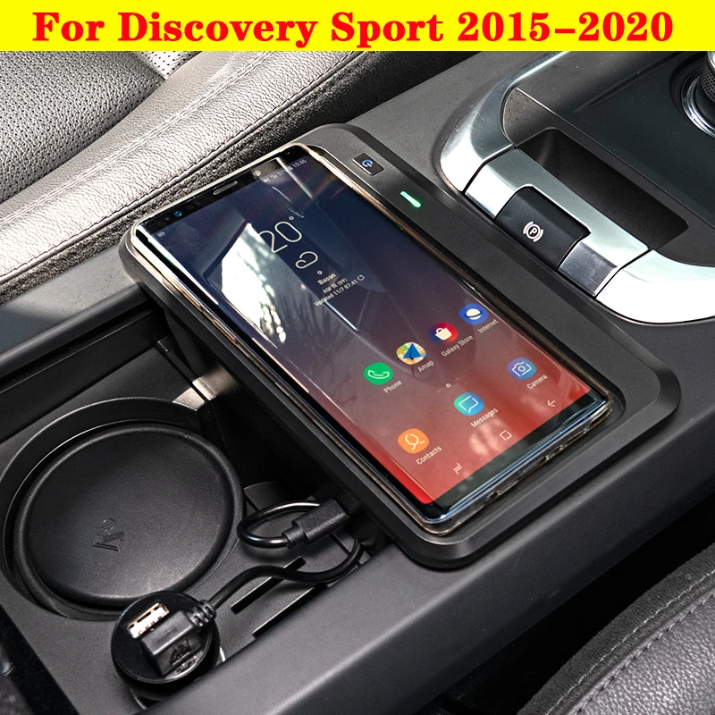 

Беспроводное зарядное устройство для телефона Land Rover Discovery Sport 10 Вт 2015-2020, Центральная Автомобильная консоль, контейнер для хранения, панель зарядного устройства