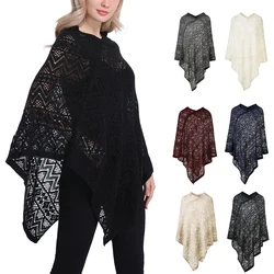 Beiläufigen Frauen Boho Poncho Top mit Anmutigen Stricken Muster und V Ausschnitt Lose Pullover Mantel Dropshipping