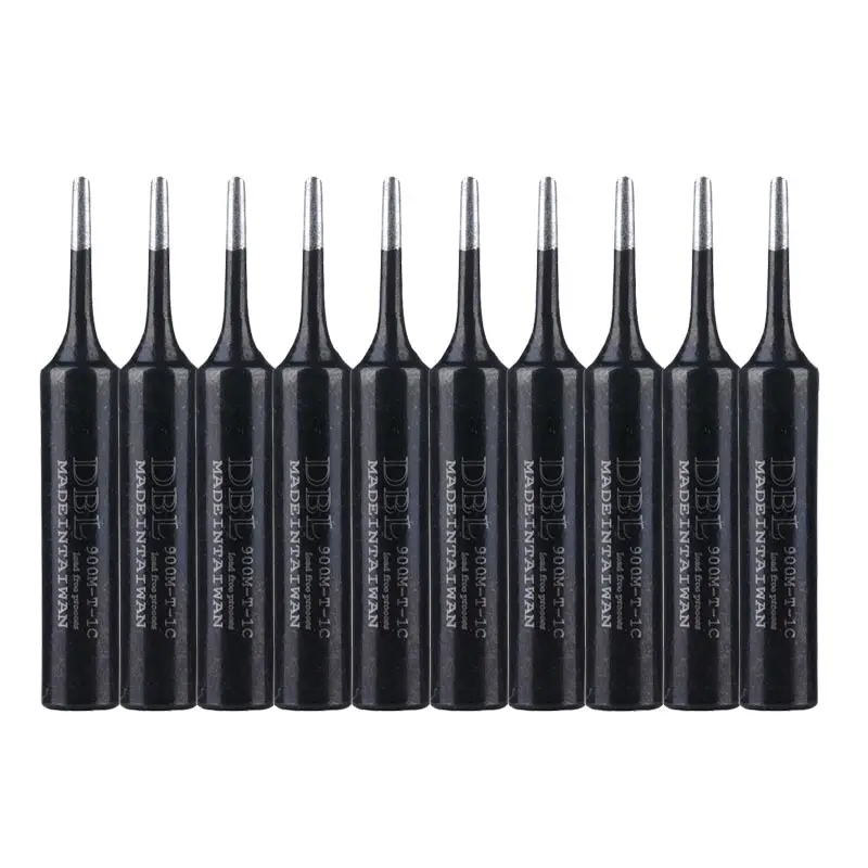 10Pcs/Lot Black Metal 900M-T-1C Soldering Iron Tip Lead-free Solder Tips For Hakko 936 852D Rework Welding Tool