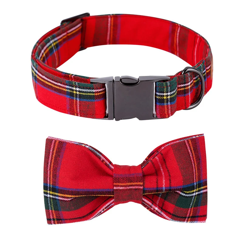 Unique Style Paws Christmas Adjustable Handmade Bowtie Dog and Cat Collar Pet Gift for Dogs and Cats