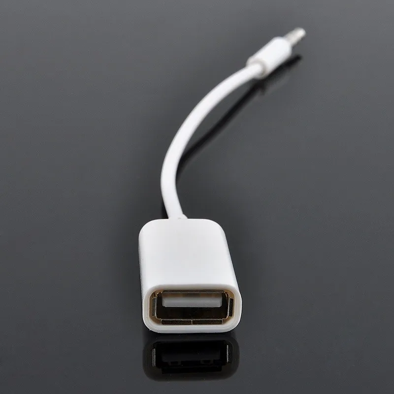 Conector de Audio auxiliar macho de 3,5mm a USB 2,0 hembra, Cable de extensión blanco, Cable convertidor de 15cm