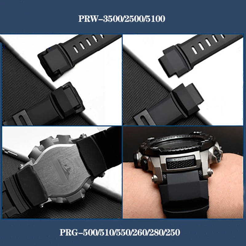 High Quality 18mm Replacement Watchband For Casio PROTREK PRG-260/550/250/500 PRW-3500/2500/5100 Waterproof Silicone Black Strap