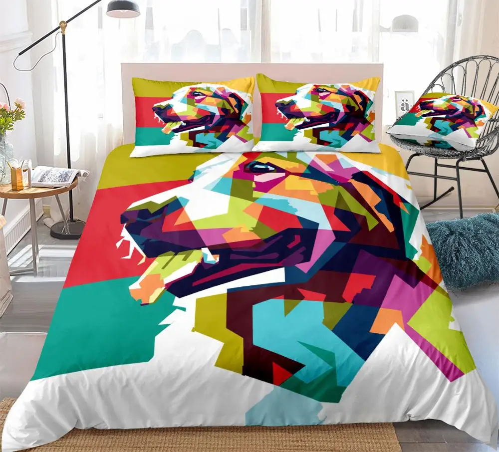 

Dog Duvet Cover Set Kids Boys Girls Bedding Set Cute Colorful Dog Pattern bed set 3 Pieces Animal Quilt Cover King Size