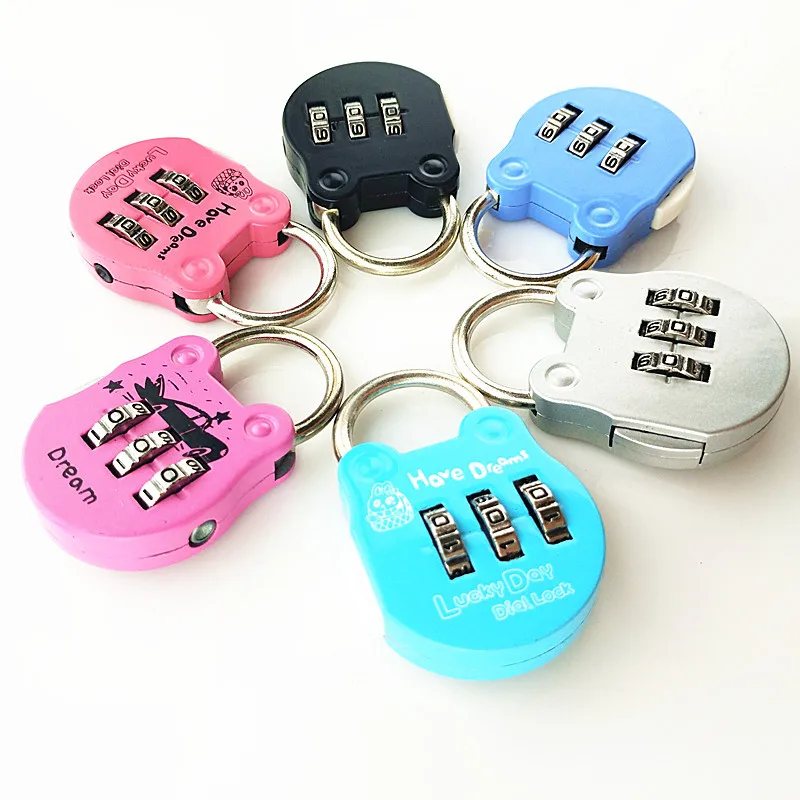 Mini metal Padlock Travel Anti-theft Backpack Padlock  3-digit Combination School Bag Password Lock Luggage Safety Tools