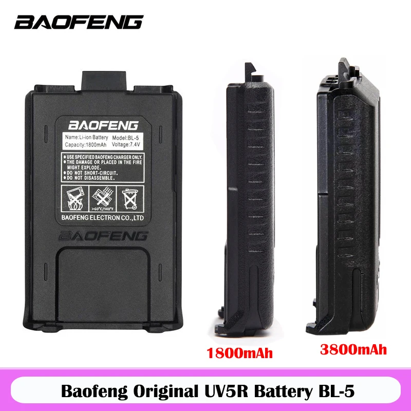 

BAOFENG-UV-5R Battery Compatible with Pofung UV5R UV-5RE DM-5R Plus BF-F8 RT-5R RT5, Rechargeable Battery, 1800mAh, 3800mAh