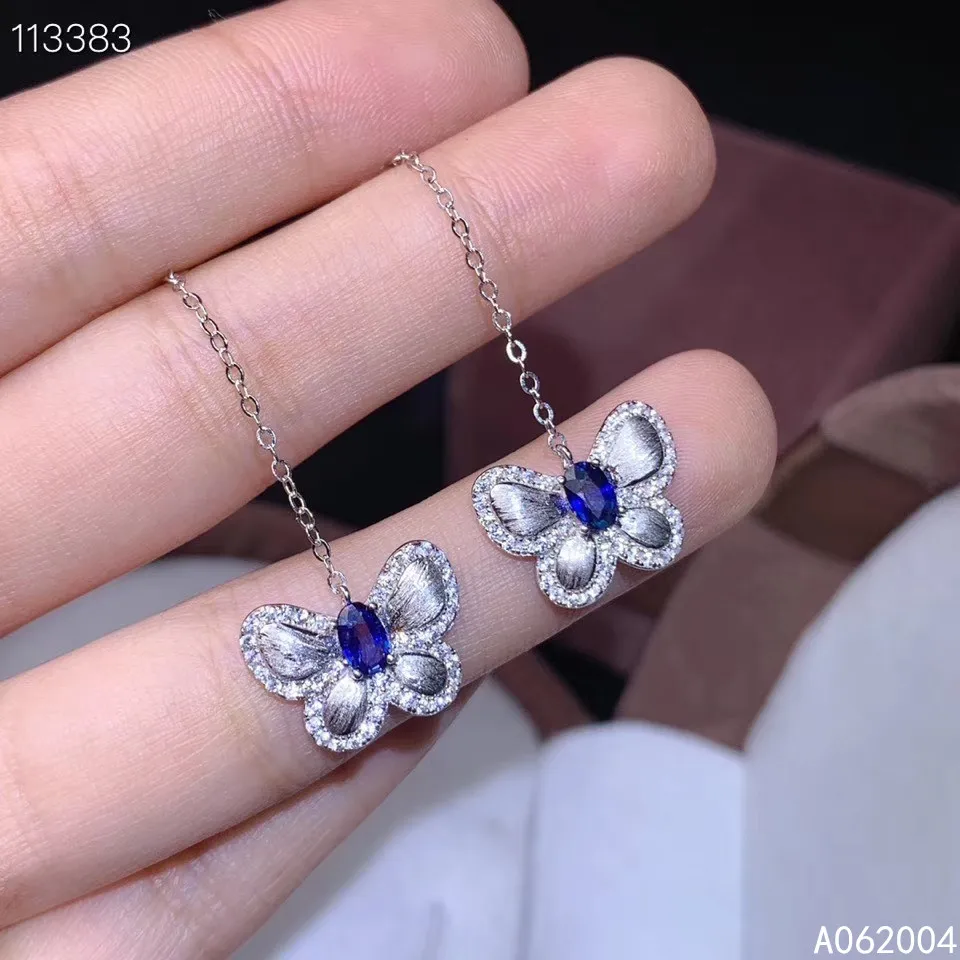 

KJJEAXCMY Fine Jewelry 925 sterling silver inlaid natural sapphire female earrings Eardrop exquisite support detection