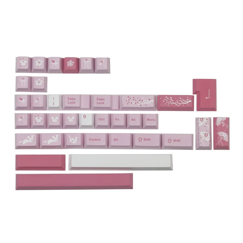 141Keys GMK NightSakura Cat Keycaps PBT Dye Sublimation Mechanical Keyboard Keycap For MX Switch With 1.25U 1.75U 2U Shift