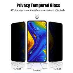 Privacy Screen Protector for Xiaomi Mi A3 Lite A2 A1 9D Full Cover Anti-spy Tempered Glass for Poco X3 M3 F2 Pro NFC C3 X2 M2