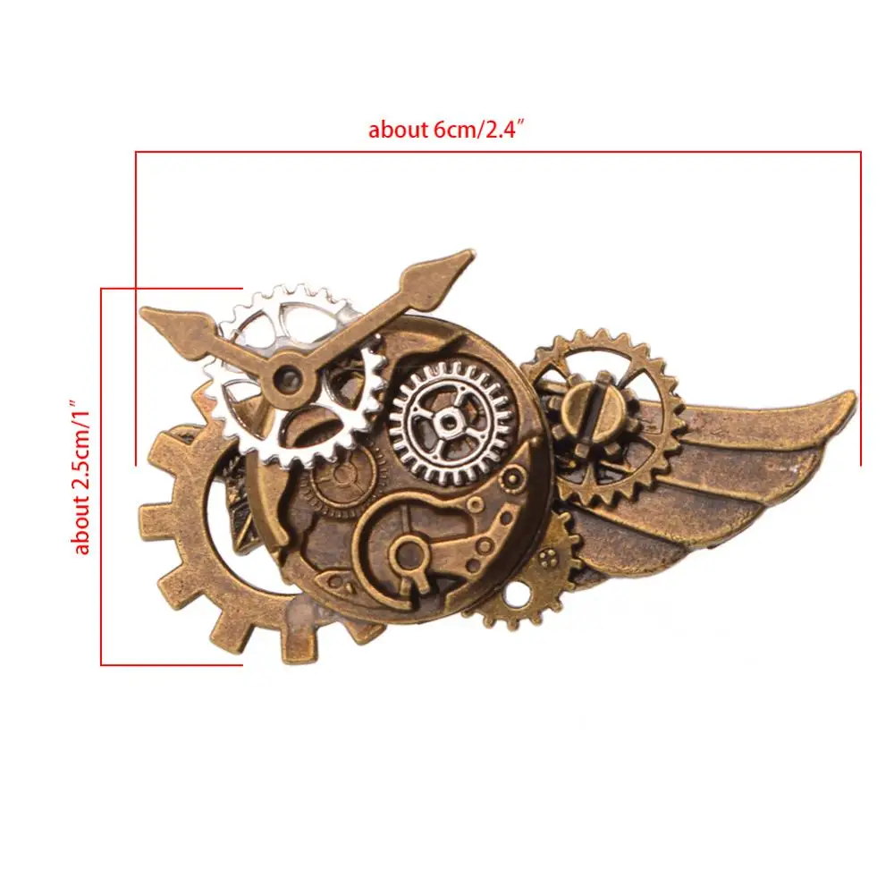 Gothic Steampunk Brooch Vintage Industrial Gears Halloween Cosplay Accessories