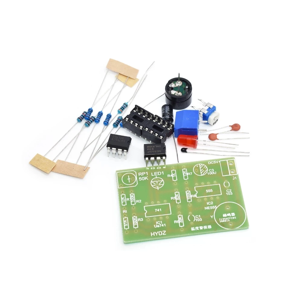 Temperature buzzer kit acousto-optic alarm parts DIY circuit student experiment training parts