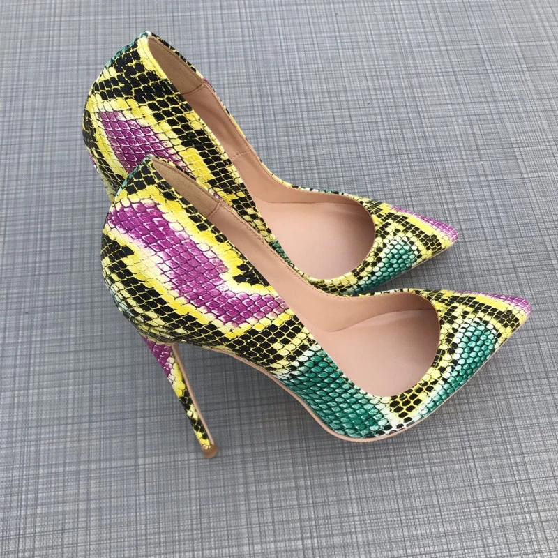 Veowalk Sexy Snake Patttern Embossed Women Extremely High Heels Fashion Ladies Stilettos Pumps European Style design Party Shoes