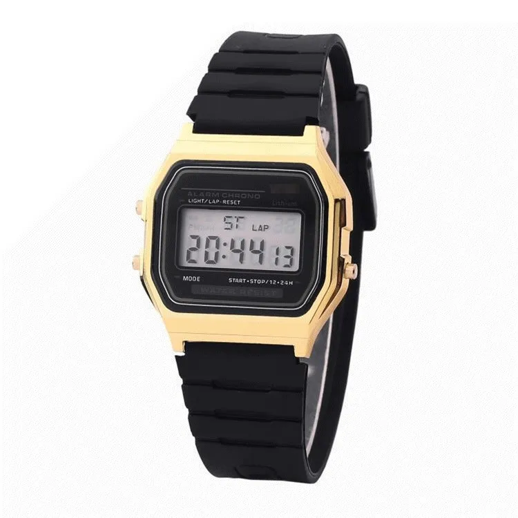 Relojes digitales de oro de lujo para mujer, reloj de pulsera electrónico LED ultrafino deportivo, reloj luminoso para mujer, reloj para niñas