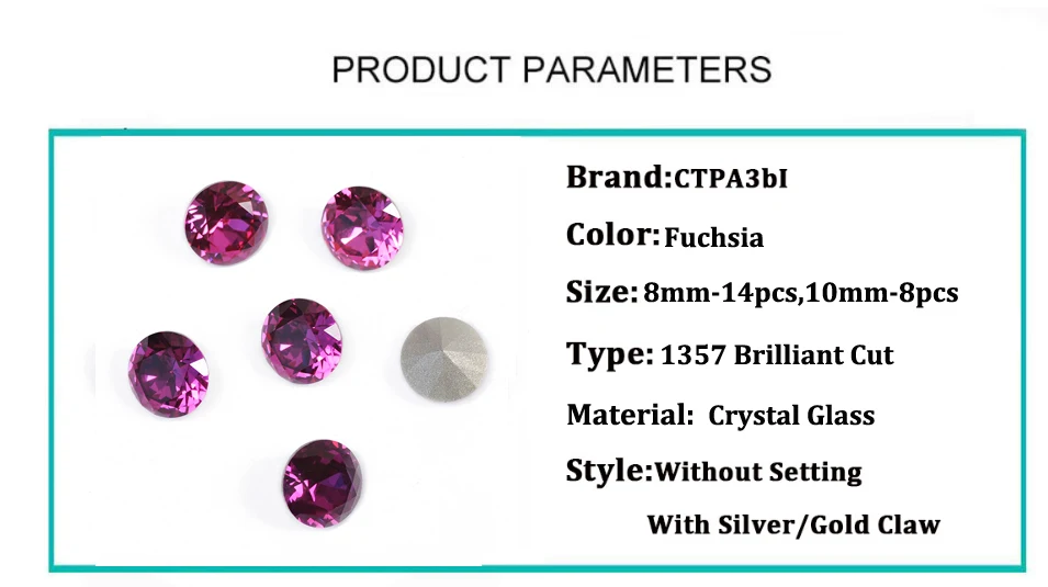 1357 Fuchsia Kristall K9 Glas Nähstein Brillantschliff Aufnähbare Strasssteine Pointback Strass DIY Kleidung Kleider Taschen – Detail 1