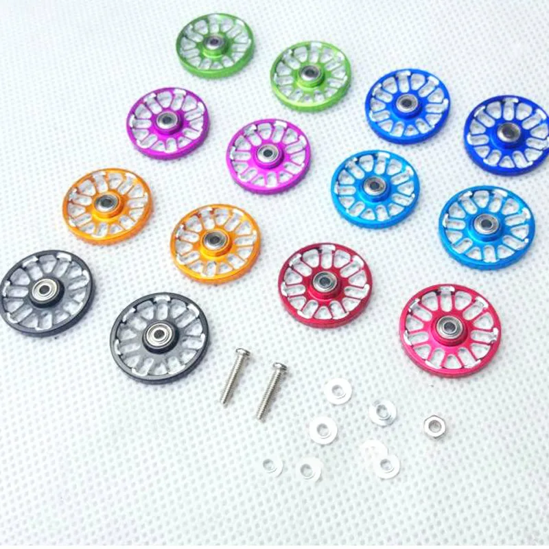 RFDTYGR  Aluminum 19mm Snow Shaped Rollers Self-made Parts Tamiya Mini 4WD 19mm Colored Aluminum Guide -Wheel D012  2Sets/lot