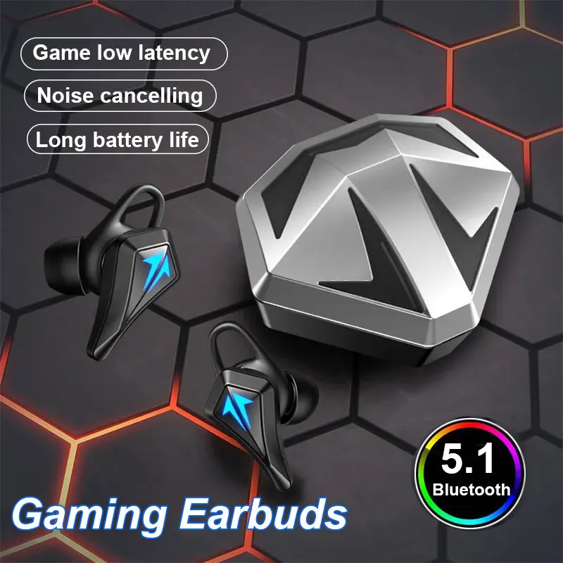 KINGSTAR TWS Gaming Headset Wireless Earphones Noise Reduction With Mic Bluetooth 5.1 Headphones 65ms Low Latency Gamer Earbuds